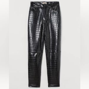 H&M crocodile embossed faux leather pants